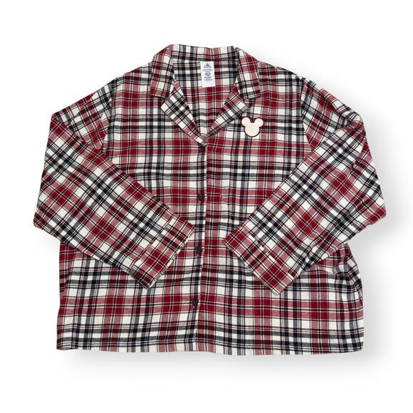 Disney Adult 2XL Pajama PJ Set Christmas 2022 Mickey Holiday Tartan Plaid Red - Picture 2 of 14